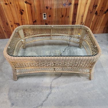 Ebel Inc. Synthetic Wicker Coffee Table with Glass Top