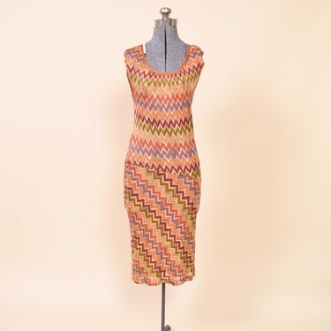 Orange Chevon Knit Dress By Missoni, M