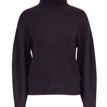 Vince - Plum Purple Knit Open Back Turtle Neck Sweater Sz L