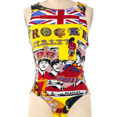 Gianni Versace Rock and Royalty Beatles Printed Bodysuit