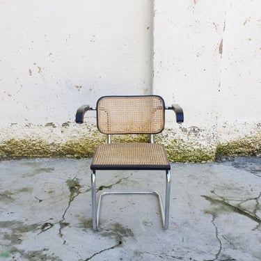 Mid Century Modern Cantilever Armchair / Model S64 Cesca / Design Marcel Breuer / Bauhaus Design / Black Wicker Cesca Chair / Germany '60s 