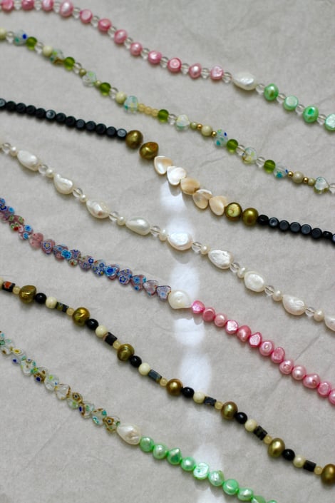 Pearl and Beaded Choker Necklaces / Cute 90s Y2K style colorful jewelry 