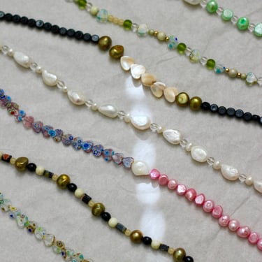 Pearl and Beaded Choker Necklaces / Cute 90s Y2K style colorful jewelry 