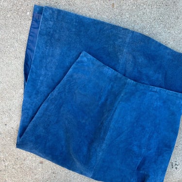 Vintage 90s Bagatelle Blue Genuine Leather Patchwork Ombre Maxi Skirt 12 
