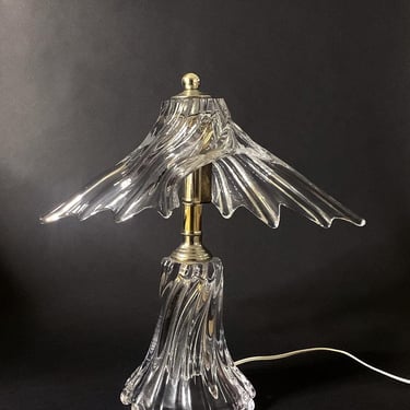 Vintage Cofrac Art Verrier French Crystal and Brass Table Lamp. Dimensions 17x7x17height 