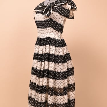 Black & White 50s Handmade Polka Dot Dress, XS