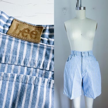 Vintage 1980s Lee Striped Denim Shorts /