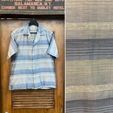 Vintage 1950’s Gradation Stripe Loop Collar Elvis Rockabilly Shirt, 50’s Vintage Clothing 