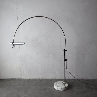 Baltensweiler Halo Mobil Marble and Chrome Adjustable Arc Floor Lamp 
