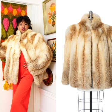 Vintage 1970s 1980s Coat | 70s 80s Red Fox Fur Boxy Glam Boho Real Genuine Fur Warm Winter Coat (small/medium/large) 