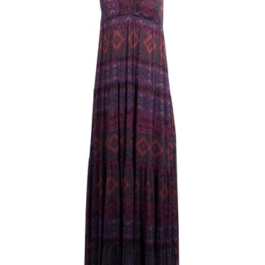 Weston - Purple, Pink, &amp; Green Boho Print Maxi Dress Sz S