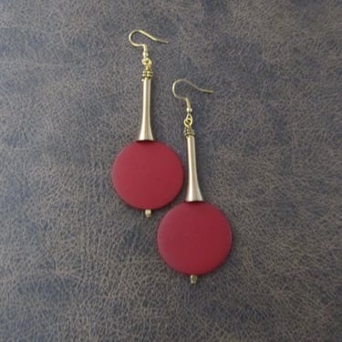 Red and gold geometric earrings 