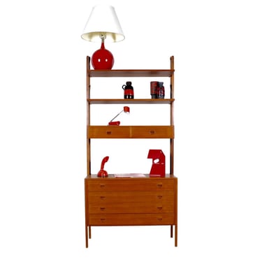 Danish Teak Single Column Adjustable Wall Unit w. Drawers + Shelves