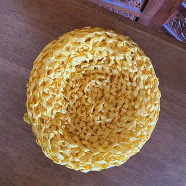 Vintage 60's Yellow Raffia Hat 