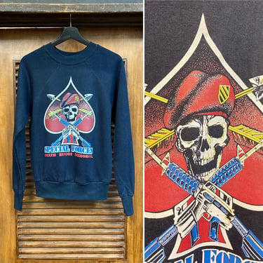 Vintage 1980’s -Deadstock- Special Forces Military Skull Print Sweatshirt, 80’s Pullover, Vintage Top, Vintage Military, Vintage Clothing 