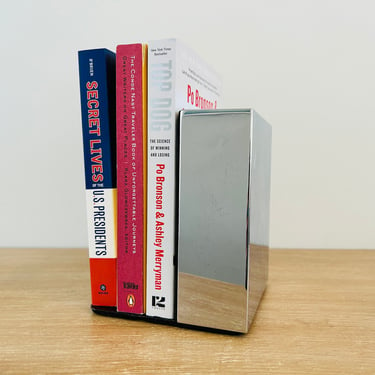 Mid Century Modern Chrome Bookend by Smith Metal Arts McDonald Products Buffalo NY - Single Bookend 