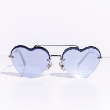 MIU MIU Silver &amp; Blue Heart Aviator Sunglasses