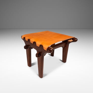 Mid-Century Modern Tooled Leather Sling Ottoman / Footstool by Angel Pazmino, Ecuador, c. 1960s 