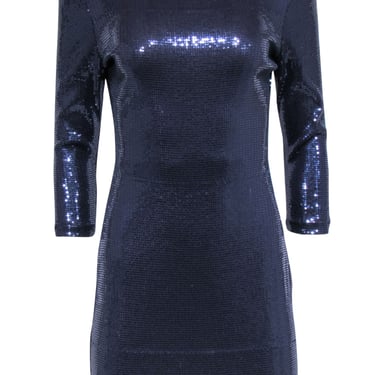Ali Ro - Navy Blue Sequined "Midnight" Open Back Mini Dress Sz 10