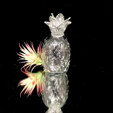 Vintage Hollywood Regency 8" Glass Pineapple Figurine | Candlestick Holder | WELCOME PINEAPPLE | Bookend | Tropical Chic Décor 