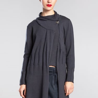 Long Asymmetric Button Front Cardigan in BLACK or BLUE