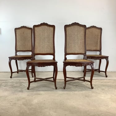 Set of Antique Dining Chairs With Cane Seats 