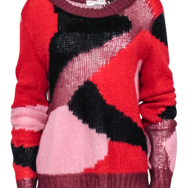 Faith Connexion - Red, Black, &amp; Pink Print Knit Sweater Sz M