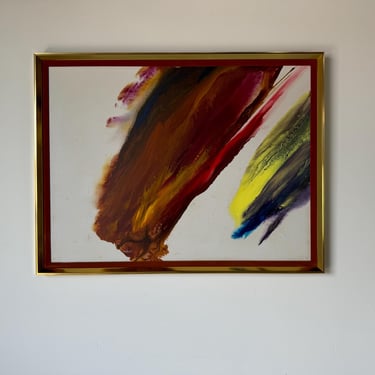 Large - 1970s Mid-century  Abstract Expressionist Acrylic On Canvas Painting by Ted R. Lownik, Framed 