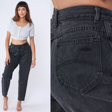 Tapered Black Jeans Vintage 90s Mom Jeans Tapered Jeans 1990s Chic Jeans High Waisted Jeans Denim Pants Small 28 