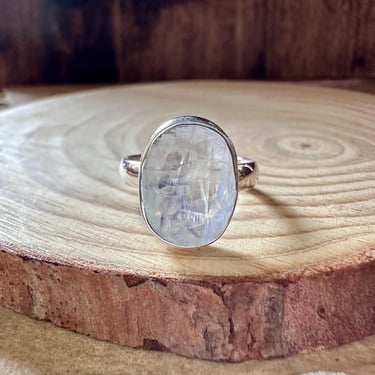 CLARITY MOONSTONE Sterling Silver Ring | Handcrafted in India | Peace, Calmness, Stability | Size 8 