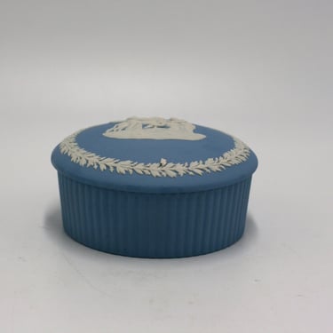 vintage Wedgewood blue jasperware fluted trinket box 