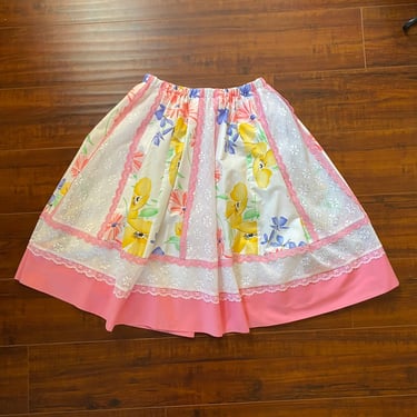 Vintage 1980’s Pink Floral Square Dancing Skirt 