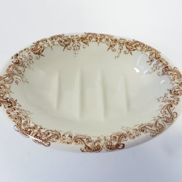 Vintage Royal Crownford Victoriana Brown Transferware Soap Dish 