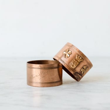 Pair of Vintage Copper Napkin Ring