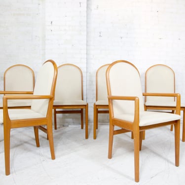 Vintage MCM set of 6 tallback teak dining chairs by Benny Linden | Free delivery only in NYC and Hudson Valley areas 