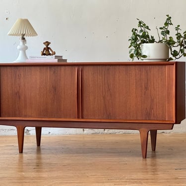 Danish Modern Tambour Sideboard In Teak By Bernhard Pedersen & Son Model #142