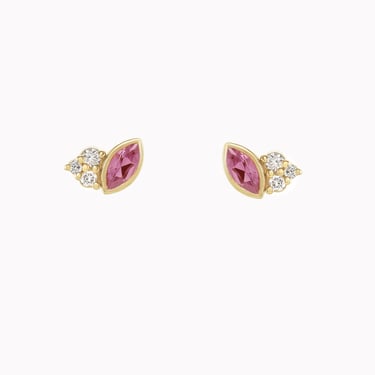 Marquise Pink Tourmaline & Diamond Petal Studs