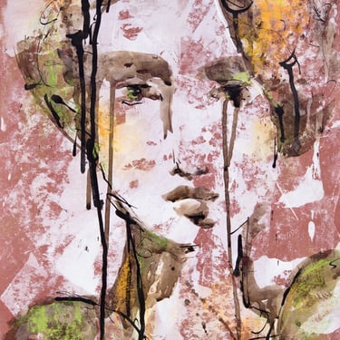 Expressive Portrait of a Woman - Female Portrait - Contemporary Style - One of a Kind - Expressive Ink Art - Ready to Frame - Unique Art 