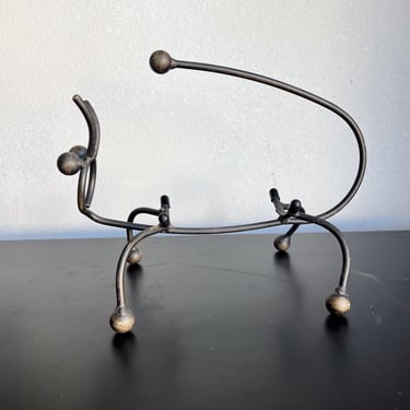 1960s Sculptural Iron Wine Bottle Holder 