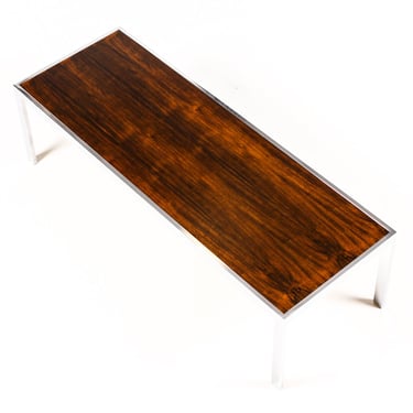 Danish Modern / Mid Century Rectangular Coffee Table — Milo Baughman — Rosewood + Chrome 