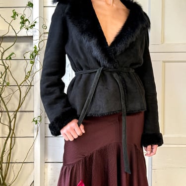 00s Belted Shearling Jacket | S-M