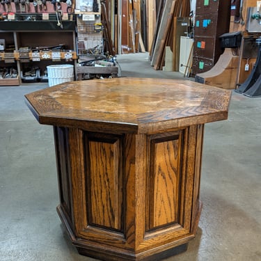 Mid Century Octagonal Wood Side Table 25.75 x 25.75 x 20