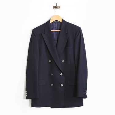 CHRISTIAN DIOR jacket | Vintage 90s Christian Dior navy blue wool double breasted suit dress coat jacket 