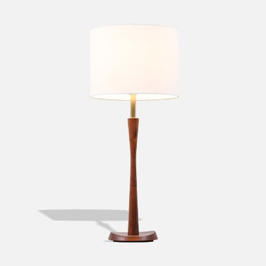 Mid-Century Modern Walnut & Brass Accent Table Lamp by Laurel | Danish ...