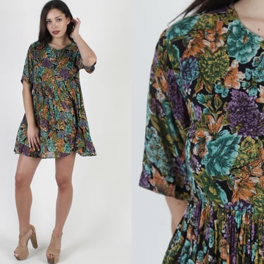 90s Floral Nature Print Babydoll Dress / 1990s Black | American Archive -  San Diego, CA | ATTIC