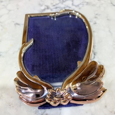 Vintage Picture Frame with Swan Details and Purple Velvet Back 