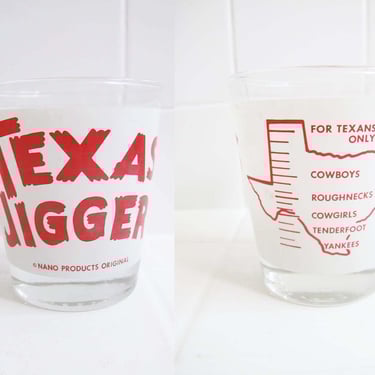 Vintage Texas Jigger Novelty Measuring Shot Glass For Cocktail Making - Cowboy Cowgirl Western Funny Gift for Friend  - 1960s Barware 