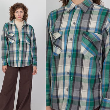 70s Plaid Cotton Flannel Workwear Shirt - Men's | Flying Apple
