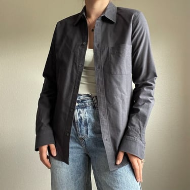 Everlane Womens Gray Cotton Business Workwear Button Down Shirt Sz XS 
