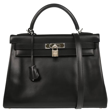 Hermes 2000 Black Box Calf Kelly 32 Retourne 2way Shoulder Handbag